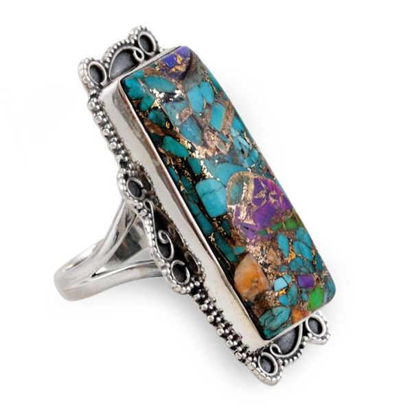 Alternate image for Handcrafted Sterling Silver Cocktail Ring from India Mosaic Art