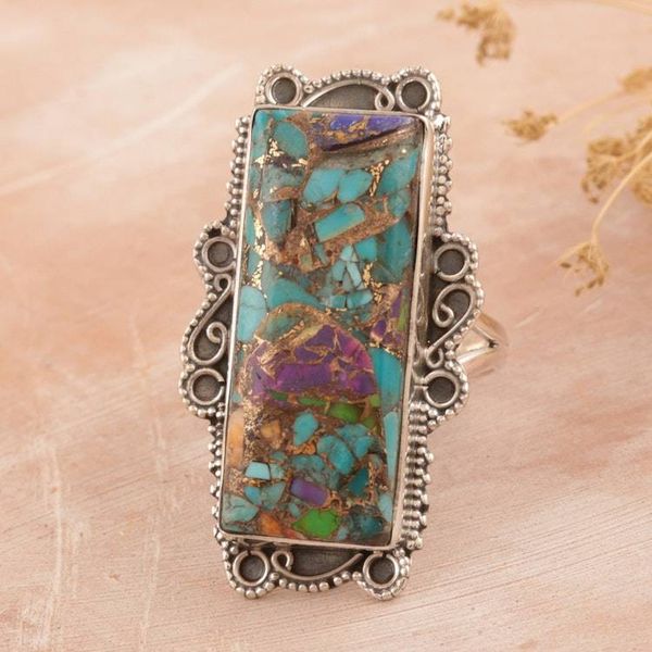 Alternate image for Handcrafted Sterling Silver Cocktail Ring from India Mosaic Art