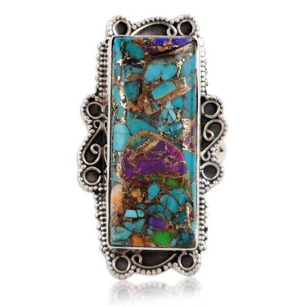 Alternate image for Handcrafted Sterling Silver Cocktail Ring from India Mosaic Art