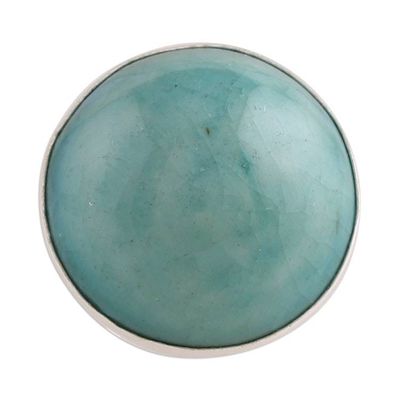 Alternate image for Hand-Painted Crackled Ceramic Sterling Silver Cocktail Ring Green Sea