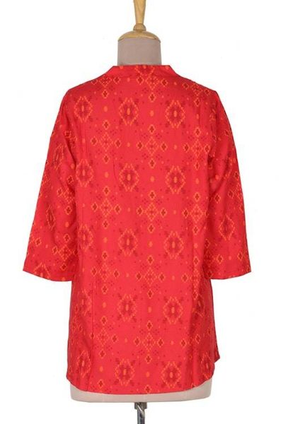 Alternate image for Screen Printed Ikat Viscose Tunic from India Summer Fruit
