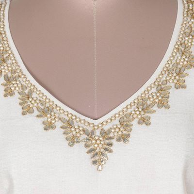 Alternate image for Artisan Made Embroidered Silk and Cotton Tunic from India Mughal Flowers
