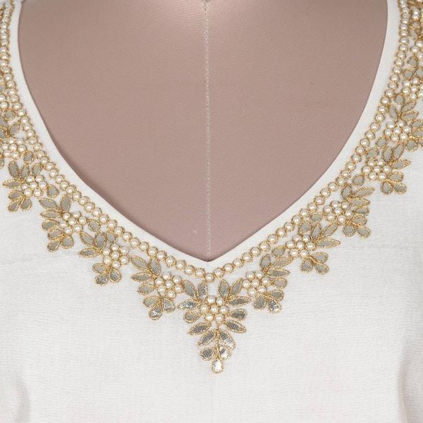 Alternate image for Artisan Made Embroidered Silk and Cotton Tunic from India Mughal Flowers