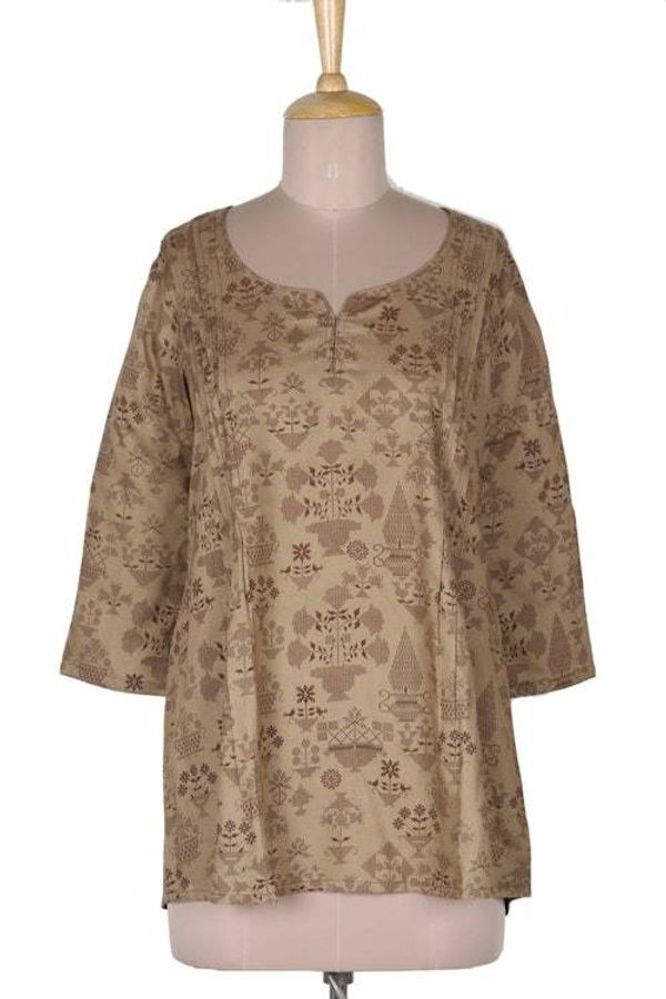 Alternate image for Screen Printed Floral Viscose Tunic from India Down to Earth