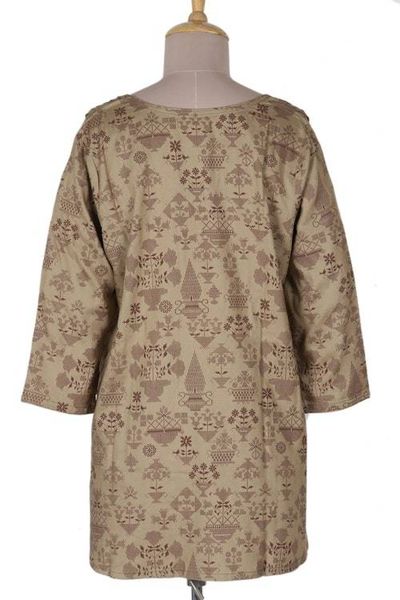 Alternate image for Screen Printed Floral Viscose Tunic from India Down to Earth