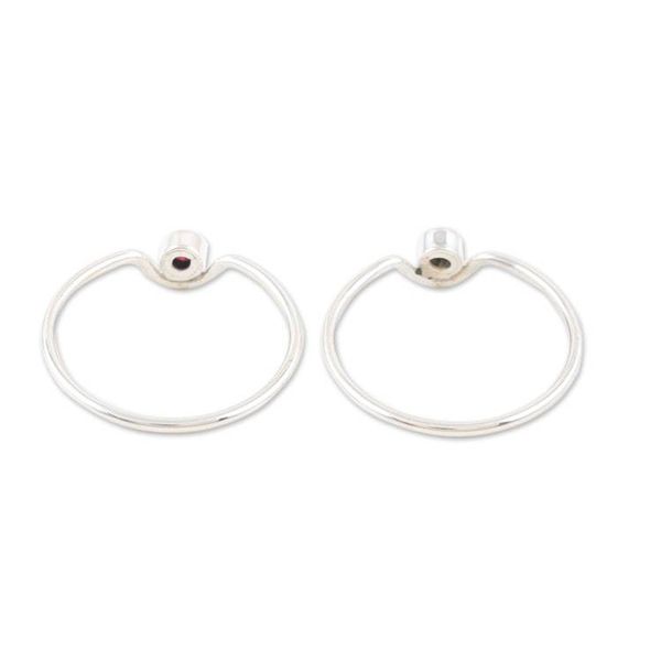 Alternate image for Set of 2 Modern Garnet and Peridot Single Stone Rings Lucky Magic