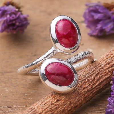 Alternate image for High-Polished Ruby Cabochon and Sterling Silver Wrap Ring Capricious Sentiments