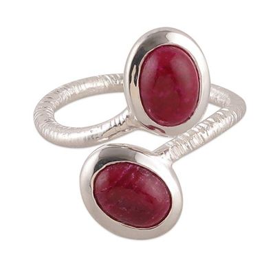 Alternate image for High-Polished Ruby Cabochon and Sterling Silver Wrap Ring Capricious Sentiments