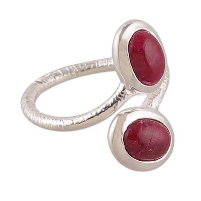 Alternate image for High-Polished Ruby Cabochon and Sterling Silver Wrap Ring Capricious Sentiments