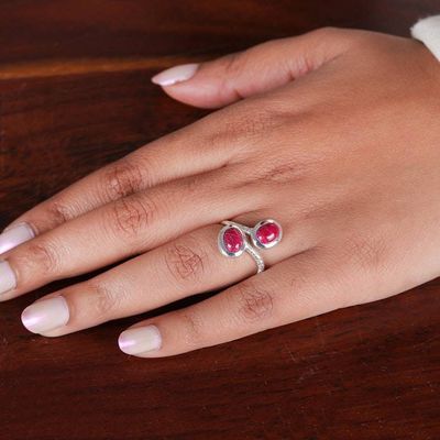 Alternate image for High-Polished Ruby Cabochon and Sterling Silver Wrap Ring Capricious Sentiments