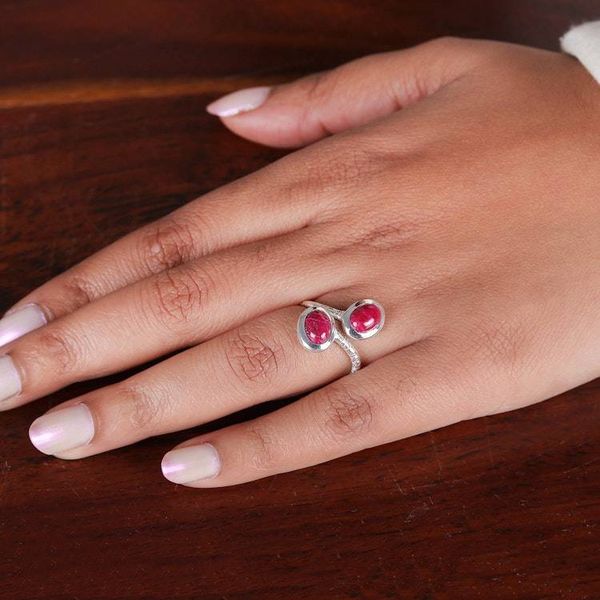 Alternate image for High-Polished Ruby Cabochon and Sterling Silver Wrap Ring Capricious Sentiments
