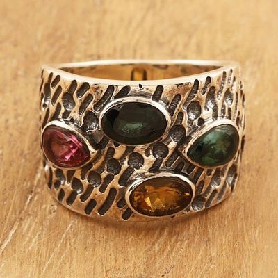 Alternate image for Sterling Silver Domed Ring with Two-Carat Tourmaline Gems Creative Souls
