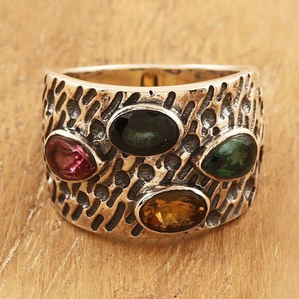 Alternate image for Sterling Silver Domed Ring with Two-Carat Tourmaline Gems Creative Souls