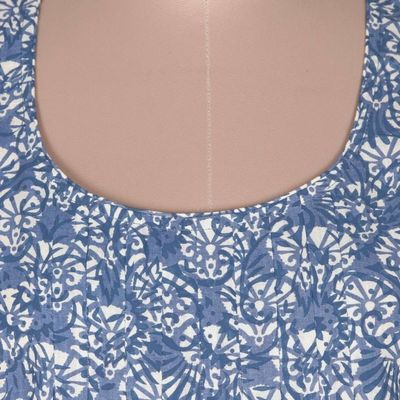 Alternate image for Printed Sleeveless Cotton Blouse with Floral Motif Blue Cheer