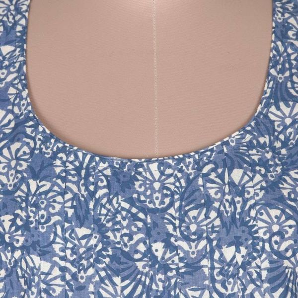 Alternate image for Printed Sleeveless Cotton Blouse with Floral Motif Blue Cheer