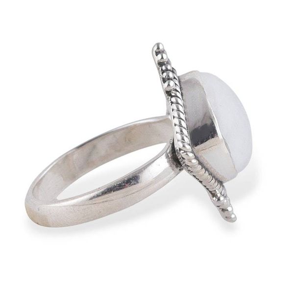 Alternate image for Rounded Square Rainbow Moonstone Silver Cocktail Ring Luminous Mesa