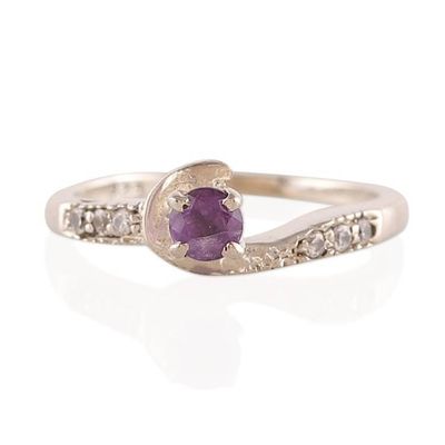 Alternate image for High-Polished Amethyst and Cubic Zirconia Solitaire Ring Immortal Wisdom