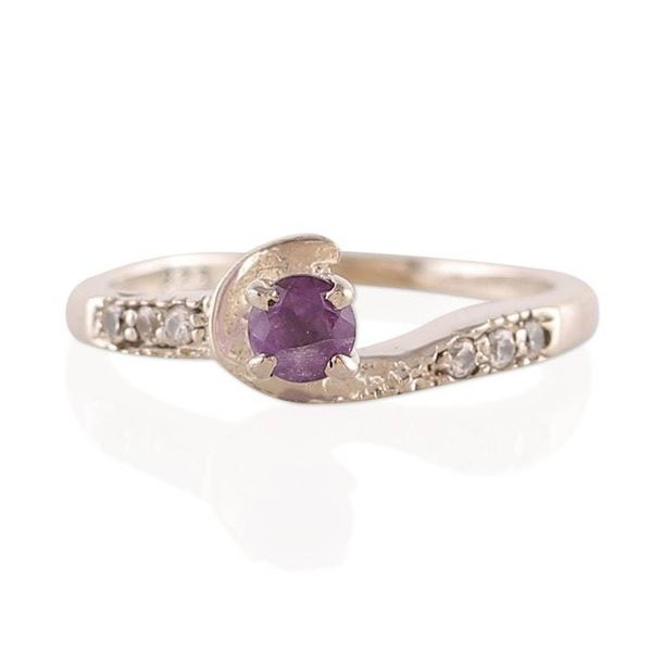 Alternate image for High-Polished Amethyst and Cubic Zirconia Solitaire Ring Immortal Wisdom