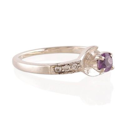 Alternate image for High-Polished Amethyst and Cubic Zirconia Solitaire Ring Immortal Wisdom