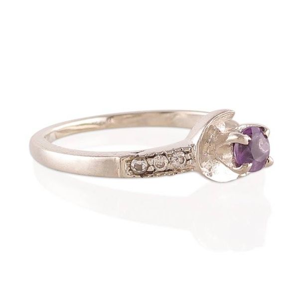 Alternate image for High-Polished Amethyst and Cubic Zirconia Solitaire Ring Immortal Wisdom