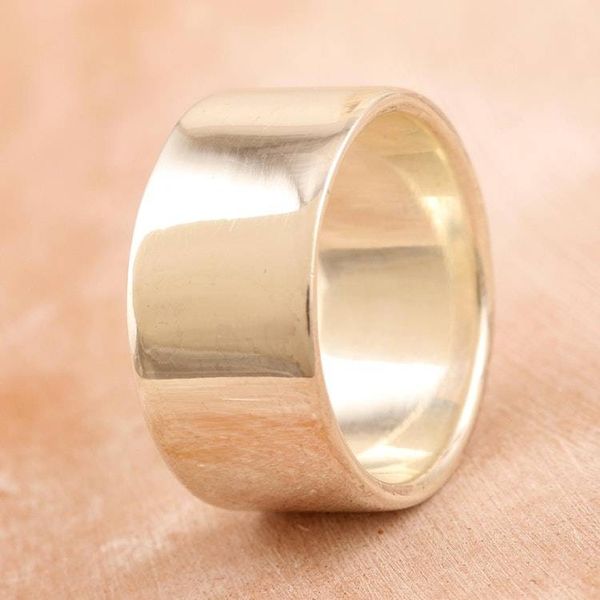 Alternate image for Hand Crafted Unisex Sterling Silver Band Ring Mirror Gazing