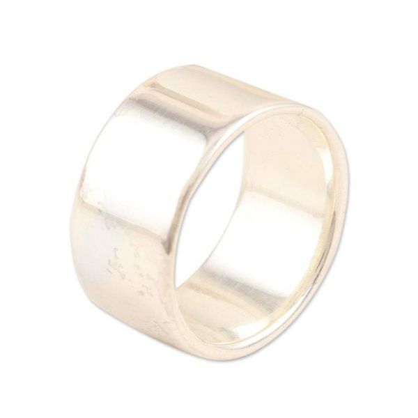 Alternate image for Hand Crafted Unisex Sterling Silver Band Ring Mirror Gazing