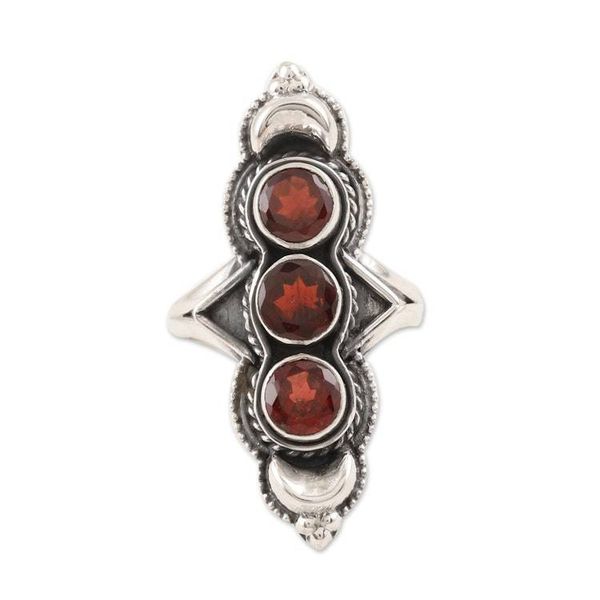 Alternate image for Garnet and Sterling Silver Cocktail Ring Berry Trio