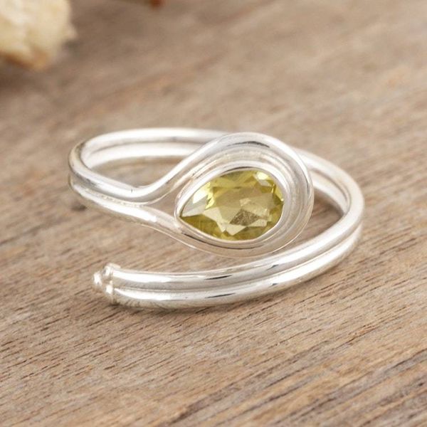 Alternate image for Sterling Silver Wrap Ring with Natural Peridot Stone Prosperous Glory