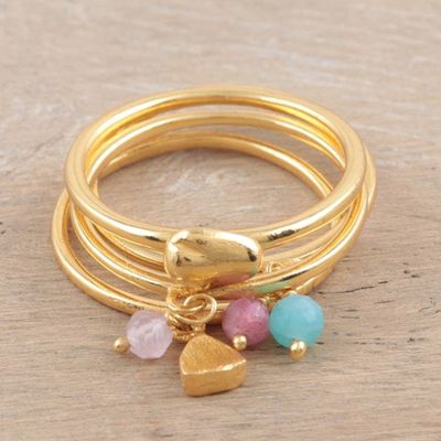 Alternate image for Gold-Plated Gemstone Stacking Rings Set of 4 Day Date