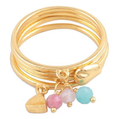 Alternate image for Gold-Plated Gemstone Stacking Rings Set of 4 Day Date