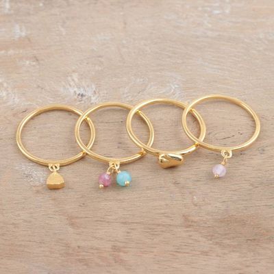 Alternate image for Gold-Plated Gemstone Stacking Rings Set of 4 Day Date