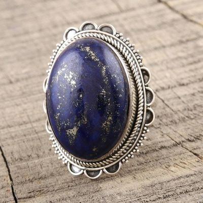 Alternate image for Lapis Lazuli and Sterling Silver Cocktail Ring Blue Breakthrough
