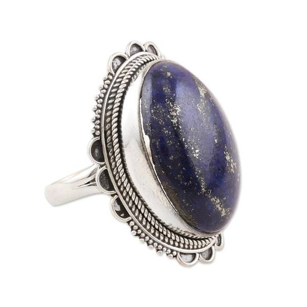 Alternate image for Lapis Lazuli and Sterling Silver Cocktail Ring Blue Breakthrough