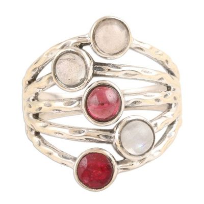 Alternate image for Sterling Silver Cocktail Ring with Multiple Gemstones Passionate Cosmos
