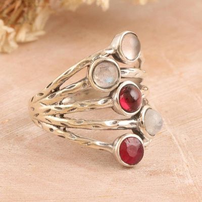 Alternate image for Sterling Silver Cocktail Ring with Multiple Gemstones Passionate Cosmos