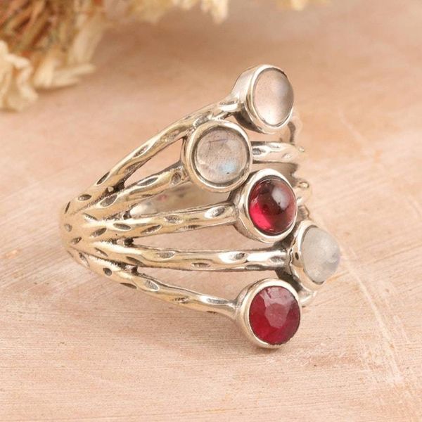 Alternate image for Sterling Silver Cocktail Ring with Multiple Gemstones Passionate Cosmos