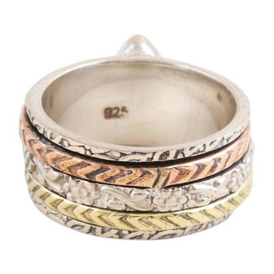 Alternate image for Labradorite Meditation Ring Crafted from Precious Metals Protection Gates