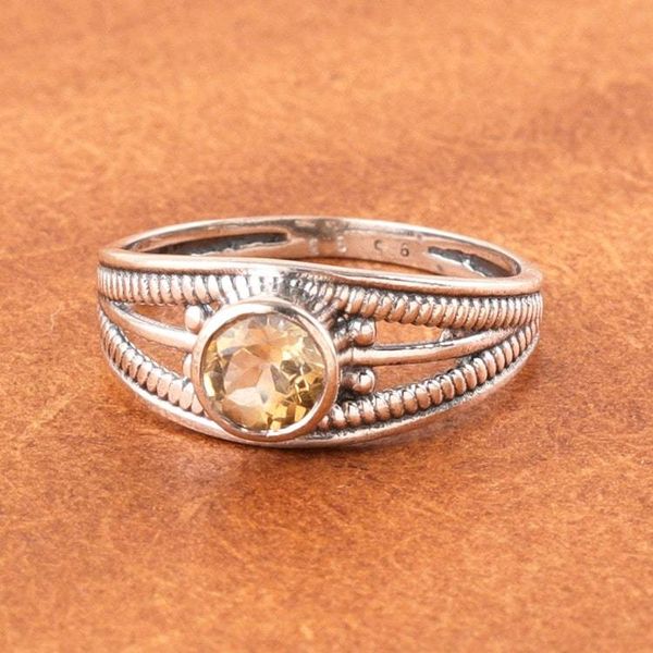 Alternate image for Polished Domed Single Stone Ring with Faceted Citrine Gem Joyous Eden