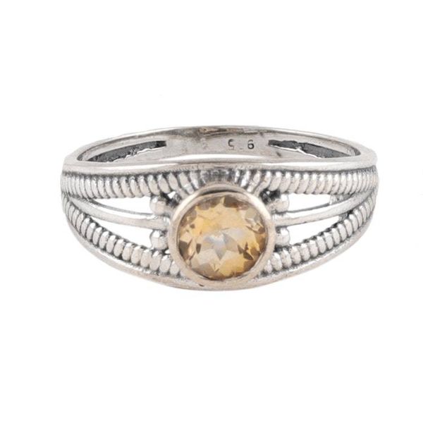 Alternate image for Polished Domed Single Stone Ring with Faceted Citrine Gem Joyous Eden