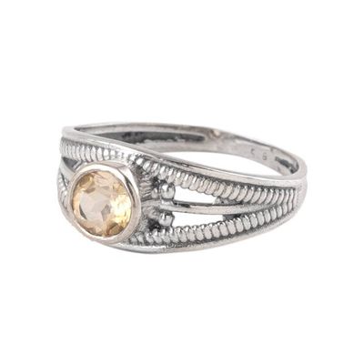 Alternate image for Polished Domed Single Stone Ring with Faceted Citrine Gem Joyous Eden