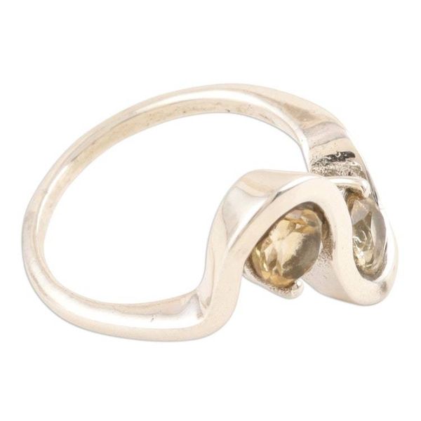 Alternate image for Hand Made Citrine and Sterling Silver Cocktail Ring Sun Twin