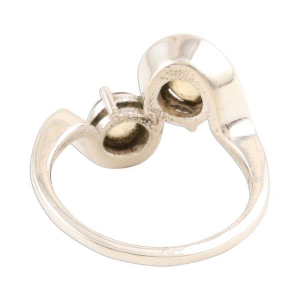 Alternate image for Hand Made Citrine and Sterling Silver Cocktail Ring Sun Twin