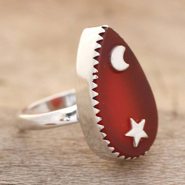 Alternate image for Sterling Silver Cocktail Ring with Carnelian Gem from India Confident Universe