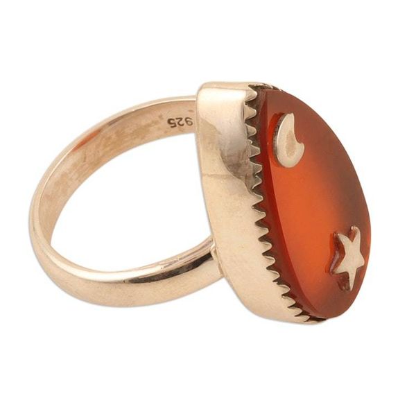 Alternate image for Sterling Silver Cocktail Ring with Carnelian Gem from India Confident Universe