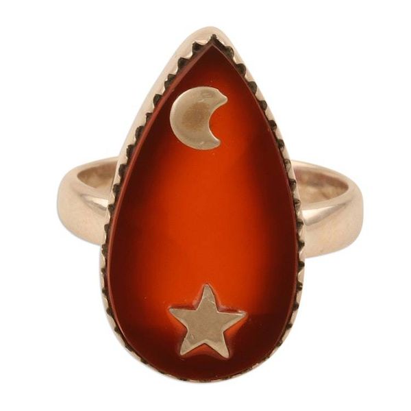 Alternate image for Sterling Silver Cocktail Ring with Carnelian Gem from India Confident Universe