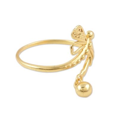 Alternate image for 22k Gold-Plated Sterling Silver Dragonfly Cocktail Ring Dragonfly Realm