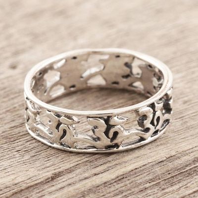 Alternate image for Sterling Silver Om-Themed Band Ring from India Save a Prayer