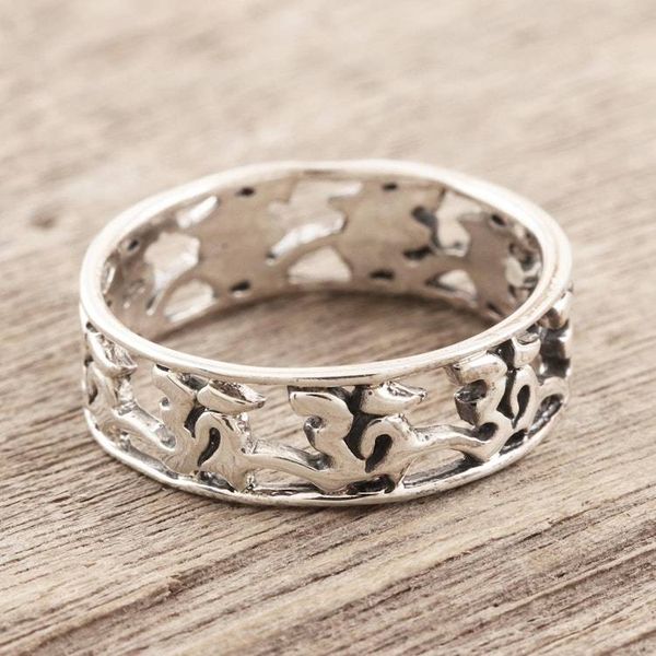 Alternate image for Sterling Silver Om-Themed Band Ring from India Save a Prayer