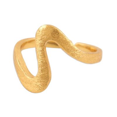 Alternate image for 18k Gold-Plated Wrap Ring with Contemporary Curved Design Splendid Curve