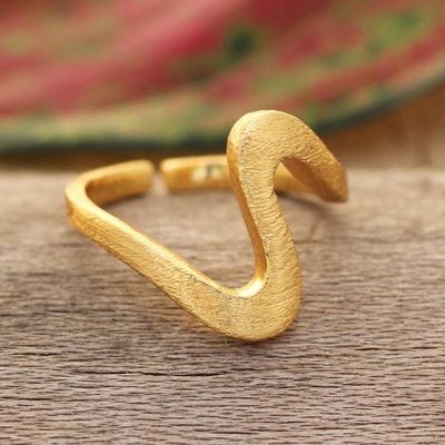 Alternate image for 18k Gold-Plated Wrap Ring with Contemporary Curved Design Splendid Curve